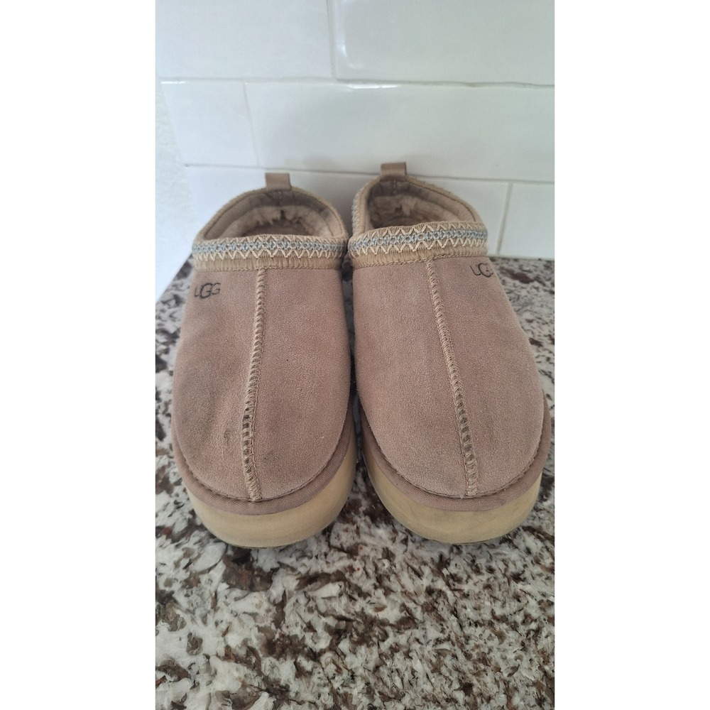 UGG Tasman Platform Suede Slippers Driftwood Tan Women 11 Australian Made
